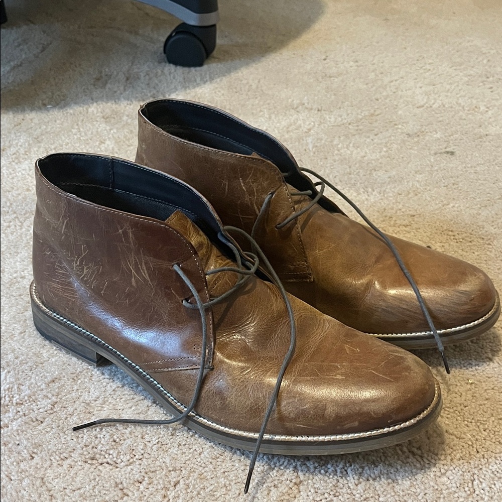Crevo Tan Leather Chukka Boots